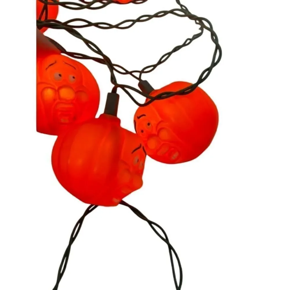 Vintage Halloween Pumpkin Lights Scared Faces Anthropomorphic - Works.
